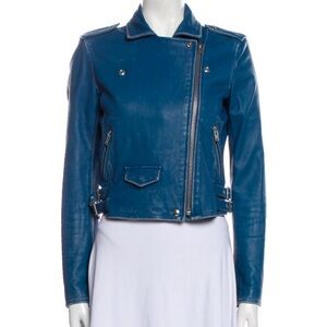 IRO blue leather motorcycle jacket